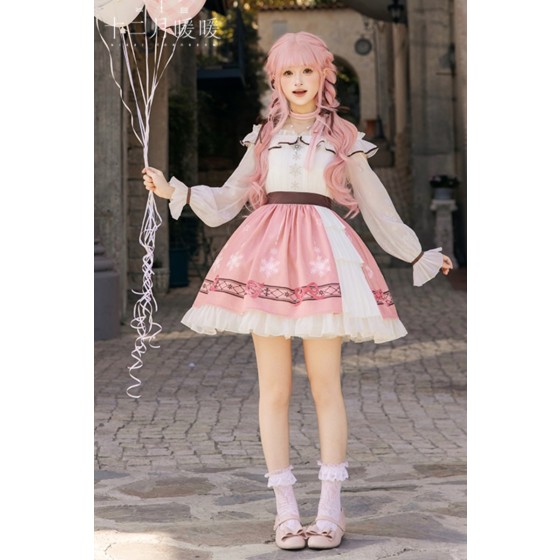 Nikki Tomorrow Perfect Score White Pink Printed Lolita Dress